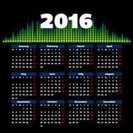 Calendar 2016 template design with header picture starts monday N60