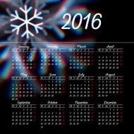 Calendar 2016 template design with header picture starts monday N64