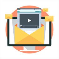 Video marketing theme flat style colorful vector icon for inf