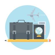 Business travel theme flat style colorful vector icon for inf