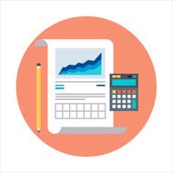 Accounting theme flat style colorful vector icon for info gra