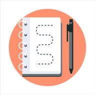 Sketching notebook flat style colorful vector icon for info g