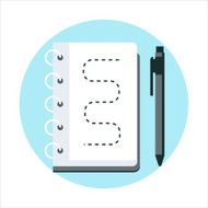 Sketching notebook flat style colorful vector icon for info g N2