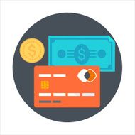 Payment methods flat style colorful vector icon for info graph