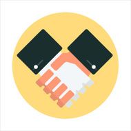 Hand shake flat style colorful vector icon for info graphics