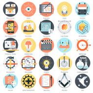 Creative design theme flat style colorful vector icon set for