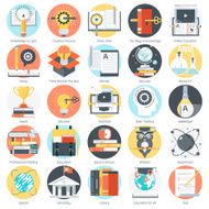 Education theme flat style colorful vector icon set for info