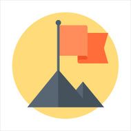 Mission achievement theme flat style colorful vector icon fo