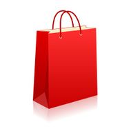 Empty red shopping bag on white for advertising and branding