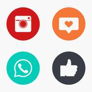 Vector modern social network colorful icons set N2