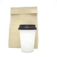 Coffee to go and lunch bag on white N17