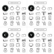 Money icon set dollar euro yen pounds vector N2