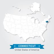 Connecticut state USA administrative map