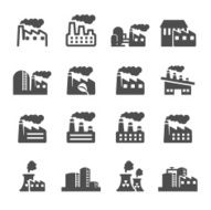 factory plant building icon set vector eps10