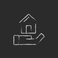 House insurance icon drawn in chalk N3