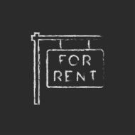 For rent placard icon drawn in chalk N2