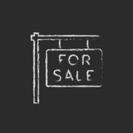 For sale placard icon drawn in chalk N2