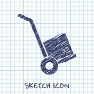 cargo transportation with hand cart icon N7