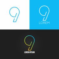 Number nine 9 logo design icon set background