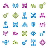 Peace earth and society unusual vector icons set symbols