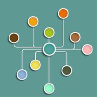 Multicolored circles connected by lines N2