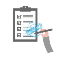 Hand pen writing appove check list