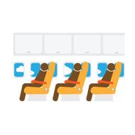 Airplane cabin seats and passengers