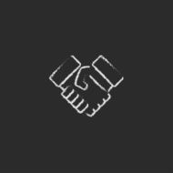 Handshake icon drawn in chalk