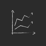 Growth graph icon drawn in chalk