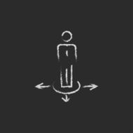 Businessman on three ways icon drawn in chalk N2