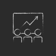 Business growth icon drawn in chalk N2