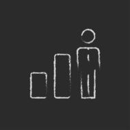 Businessman and graph icon drawn in chalk N2