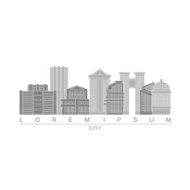 Logo skyscrapers of metropolis City with high buildings f