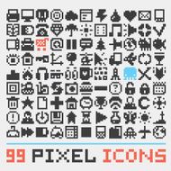 Pixel art web icons vector set