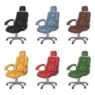 Vector Set of Cartoon Color Office Armchairs