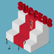 Flat 3d isometric Different people try to success Stairs success