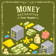 Vector decorating design made of objects related to finance