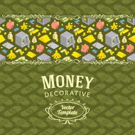 Vector decorating design made of objects related to finance N3