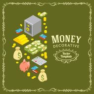 Vector decorating design made of objects related to finance N6