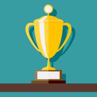 Vector Winner Cup standing at shelf Flat style vector illustration N2
