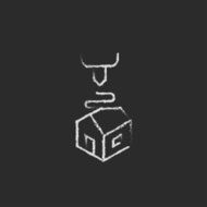 Three D printing icon drawn in chalk