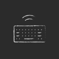 Wireless keyboard icon drawn in chalk