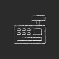 Cash register machine icon drawn in chalk N2