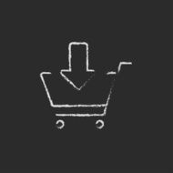 Online shopping cart icon drawn in chalk N2