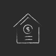 House with dollar symbol icon drawn in chalk N3