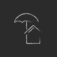 House insurance icon drawn in chalk N4
