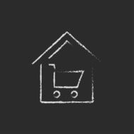 House shopping icon drawn in chalk N2