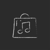 Bag with music note icon drawn in chalk N2