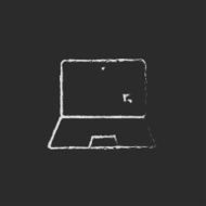 Laptop and cursor icon drawn in chalk N2