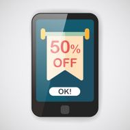 shopping sale sign flag flat icon with long shadow eps10 N5